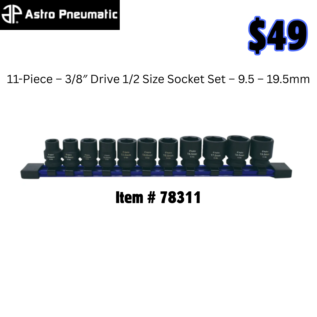 ASTRO詰め合わせ Astro Pneumatic 11-Piece – 3/8″ Drive 1/2 Size Socket Set – 9.5