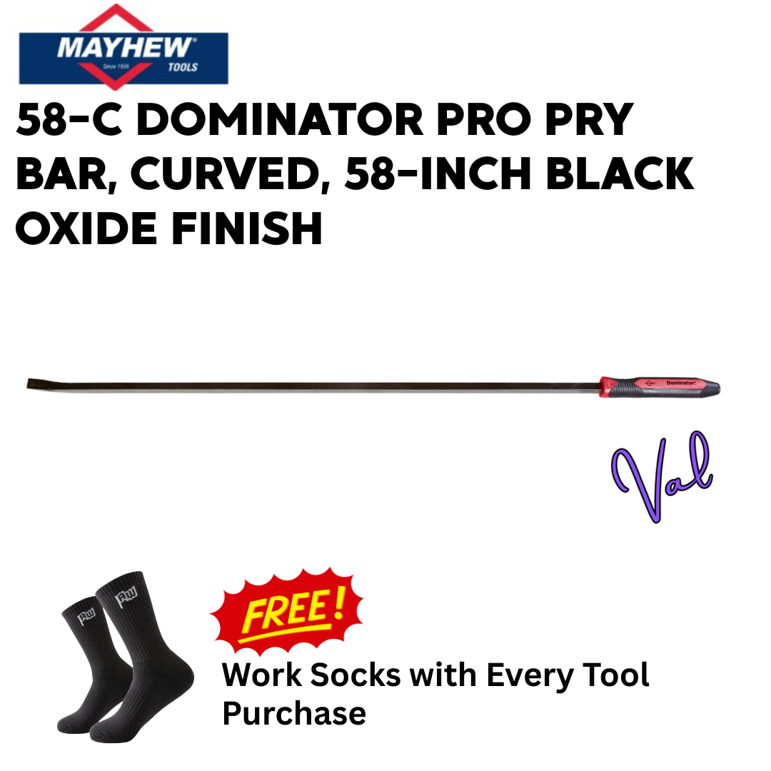 Mayhew 58-C Dominator Pro Pry Bar, curved, 58-inch Black Oxide Finish