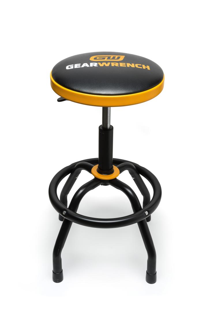 GEARWRENCH 86992 adjustable height swivel shop stool orange and black