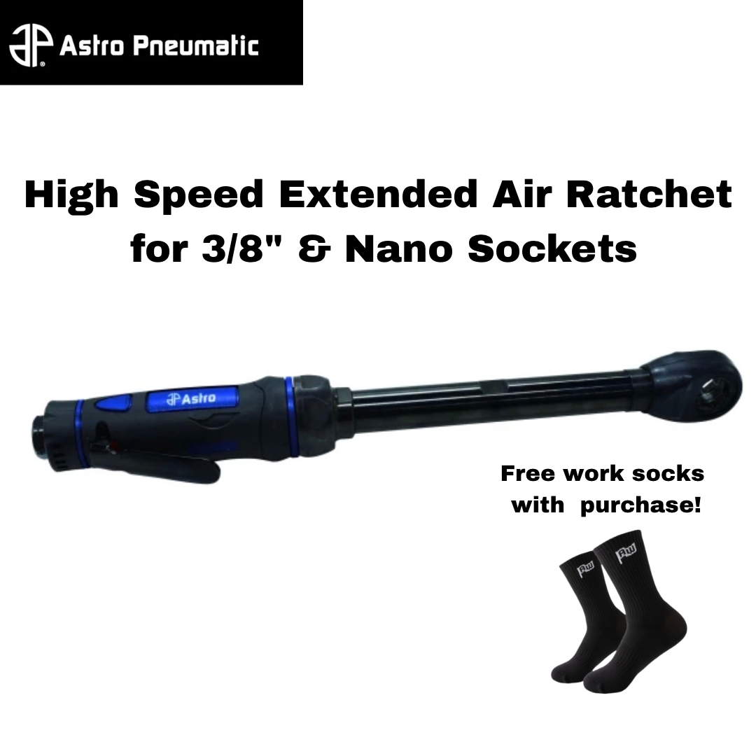 Astro Pneumatic High Speed Extended Air Ratchet for 3/8″ & Nano Sockets