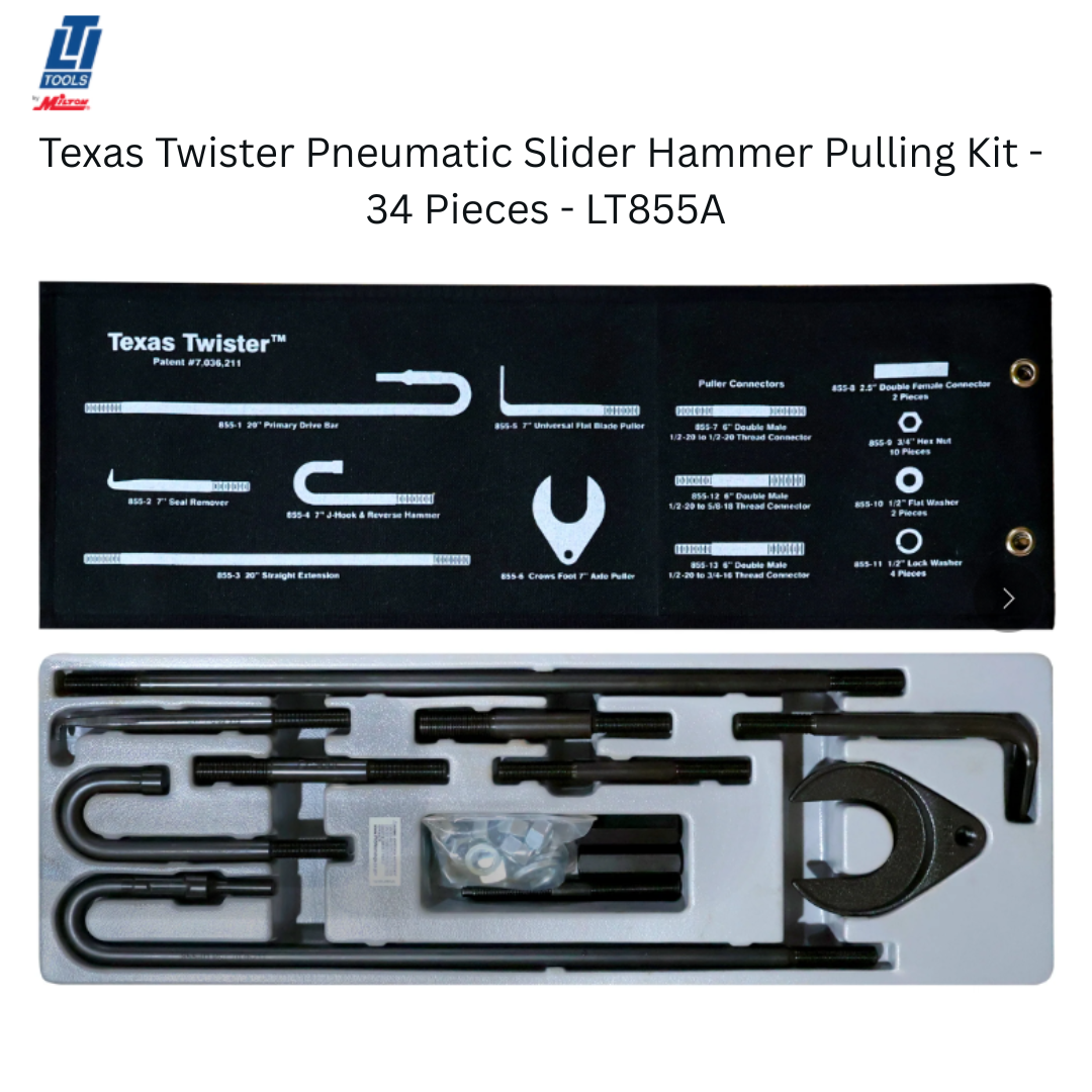 Texas Twister Pneumatic Slider Hammer Pulling Kit - 34 Pieces - LT855A