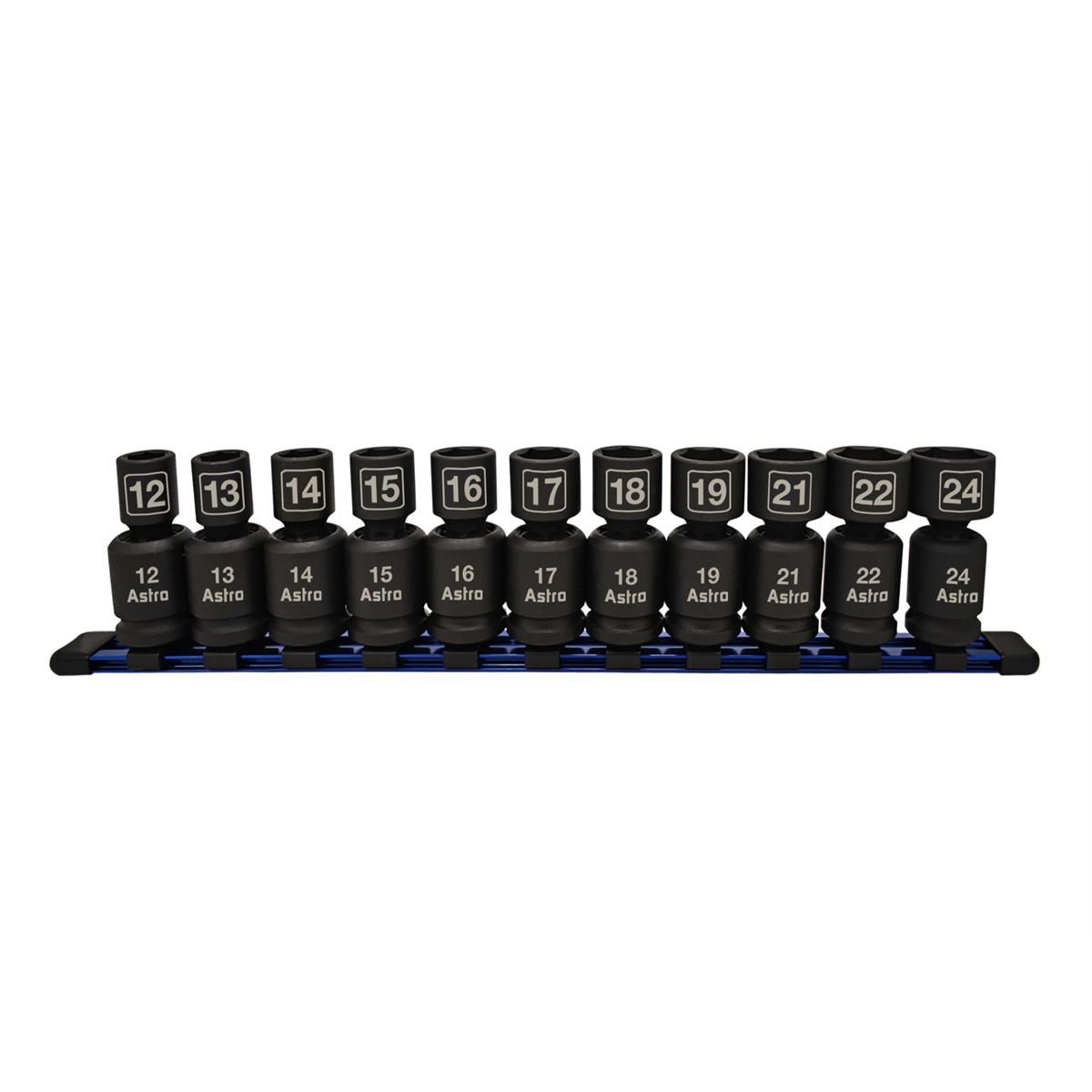 Astro Pneumatic 78244 11pc 1/2" Drive Nano Pinless Universal Impact Sockets - Metric