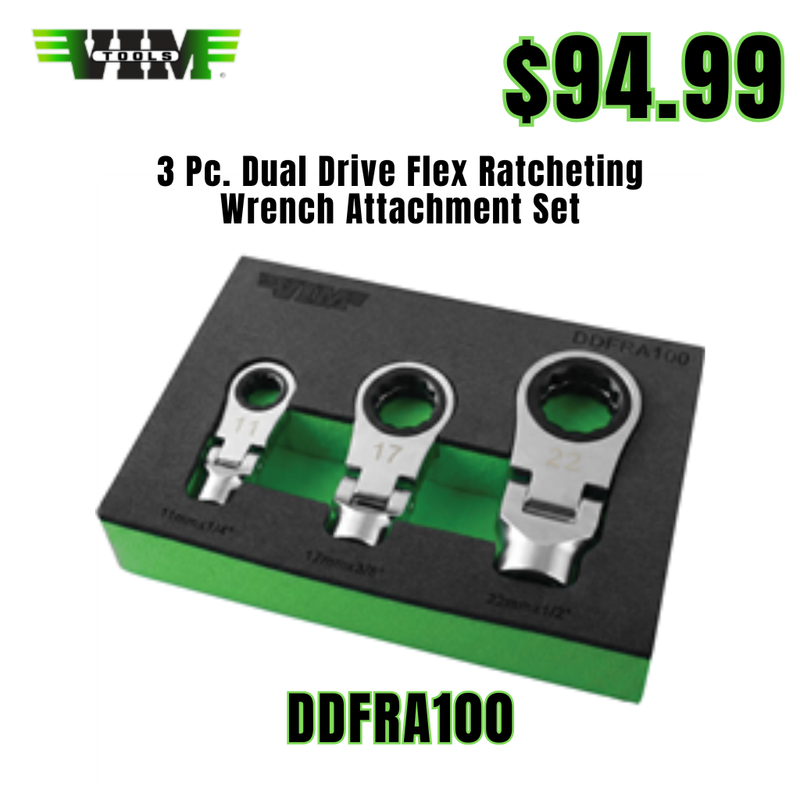 Vim Tools 3 Pc. Dual Drive Flex Ratcheting Wrench Attachment Set