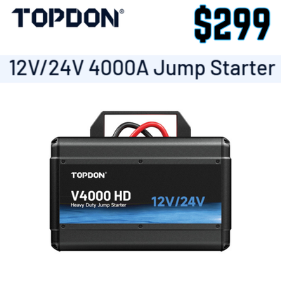 TOPDON V4000 HD One Jump Starter for All Your Heavy-Duty Needs