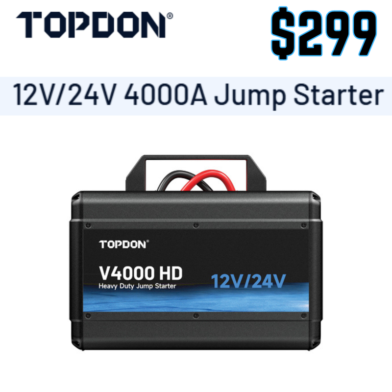 TOPDON V4000 HD One Jump Starter for All Your Heavy-Duty Needs