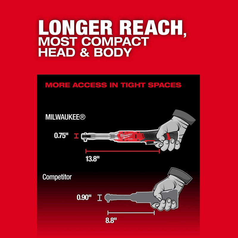 Milwaukee M12 FUEL™ 1/4" Extended Reach Ratchet