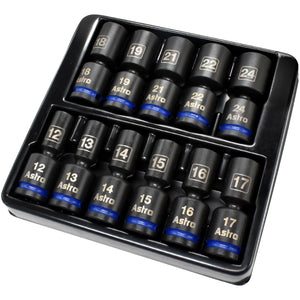 Astro Pneumatic 11-Piece 1/2″ Drive Mid-Length Pinless Universal Impact Sockets – Metric