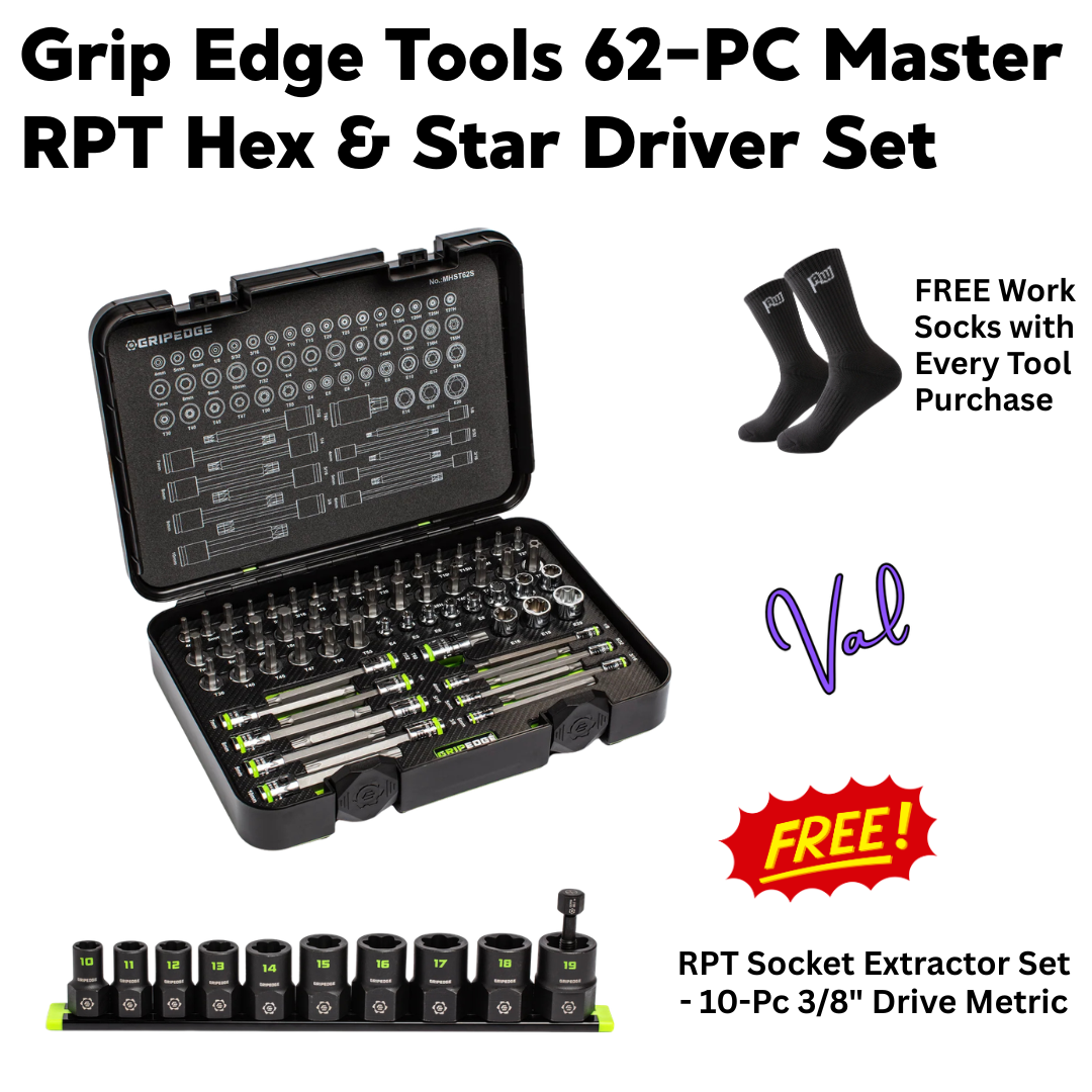 GripEdge Tools 62-PC Master RPT Hex & Star Driver Set