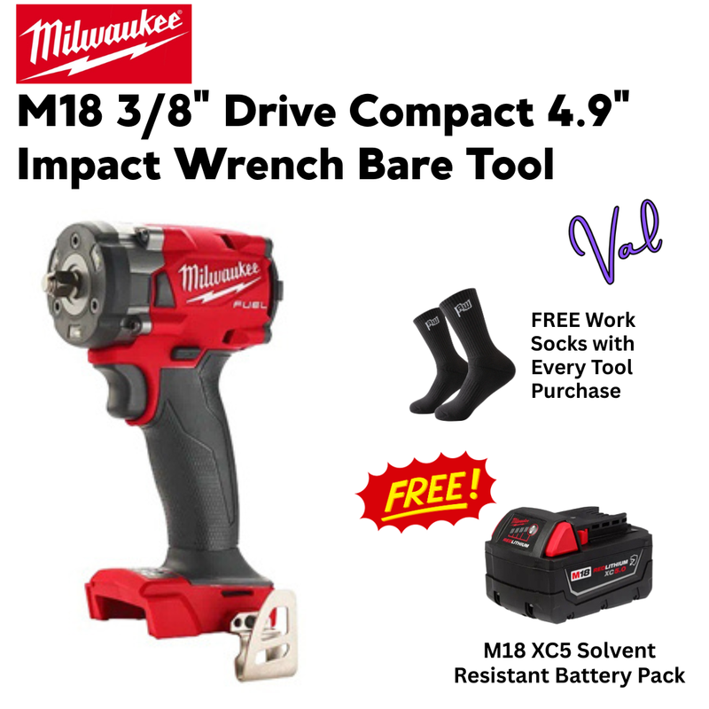 Milwaukee M18 3/8" Drive Compact 4.9" Impact Wrench Bare Tool