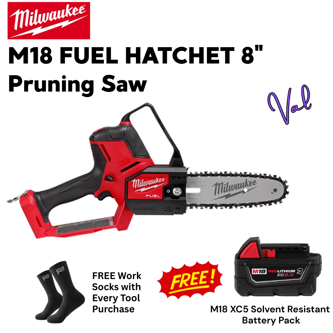 Milwaukee M18 FUEL HATCHET 8" Pruning Saw with FREE XC5.0 Resistant Battery