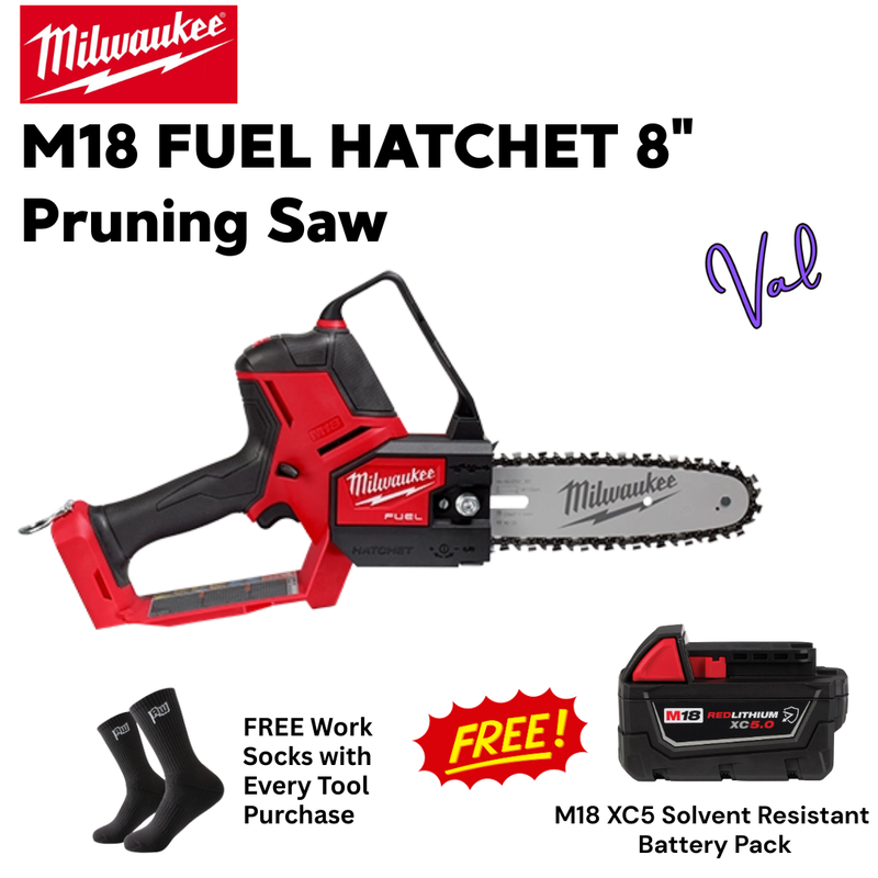 Milwaukee M18 FUEL HATCHET 8" Pruning Saw with FREE XC5.0 Resistant Battery