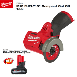 Milwaukee M12 FUEL 3" Compact Cut Off Tool with free XC5.0 Battery Pack