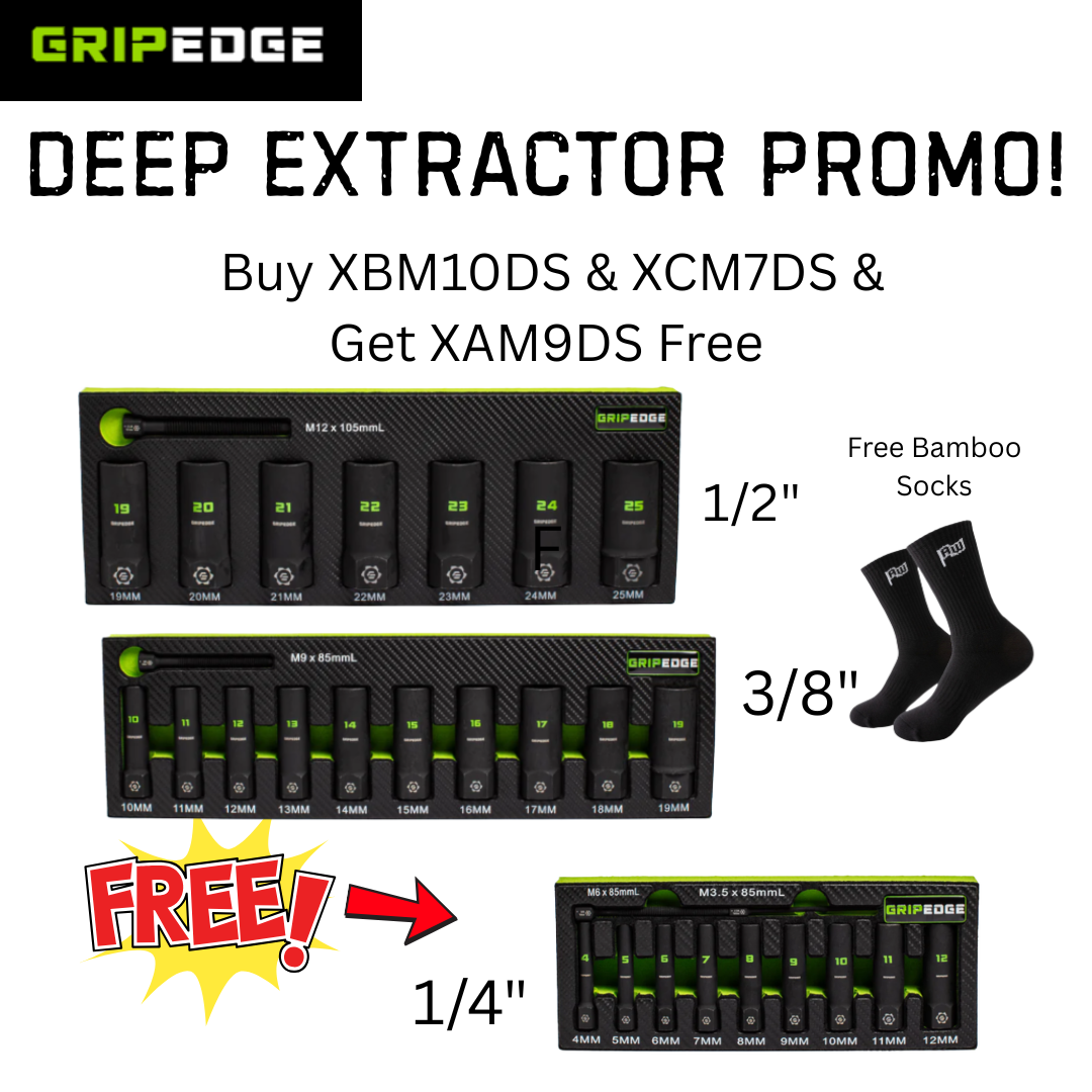 GripEdge | Ultimate Deep G-FORS Socket Extractor Bundle | Buy XBM10DS & XCM7DS & Get XAM9DS Free