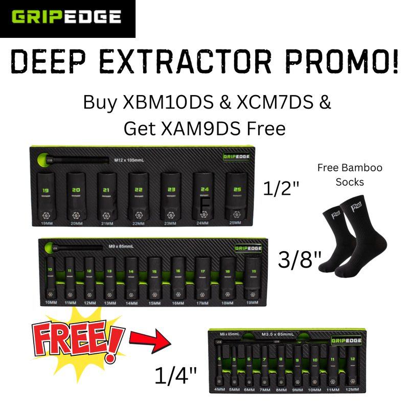 GripEdge | Ultimate Deep G-FORS Socket Extractor Bundle | Buy XBM10DS & XCM7DS & Get XAM9DS Free