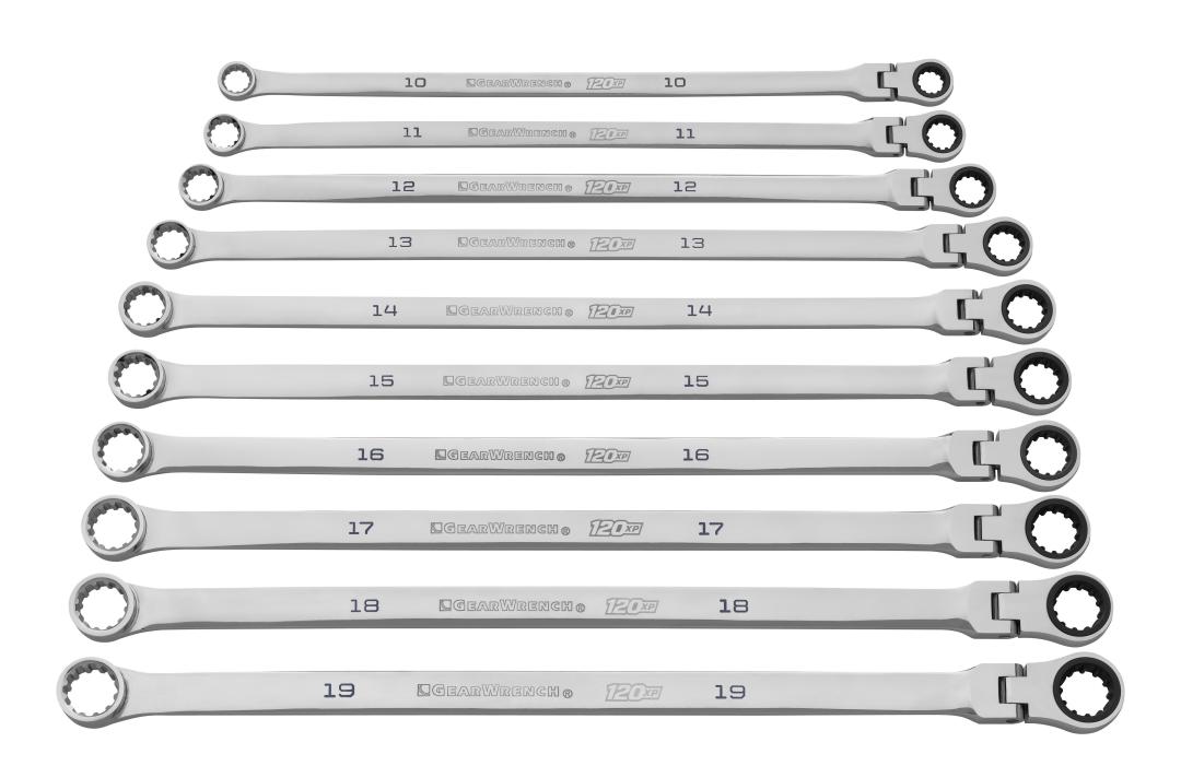 GEARWRENCH 10 Piece 120XP Universal Spline XL Flex Head GearBox Ratcheting Metric Wrench Set