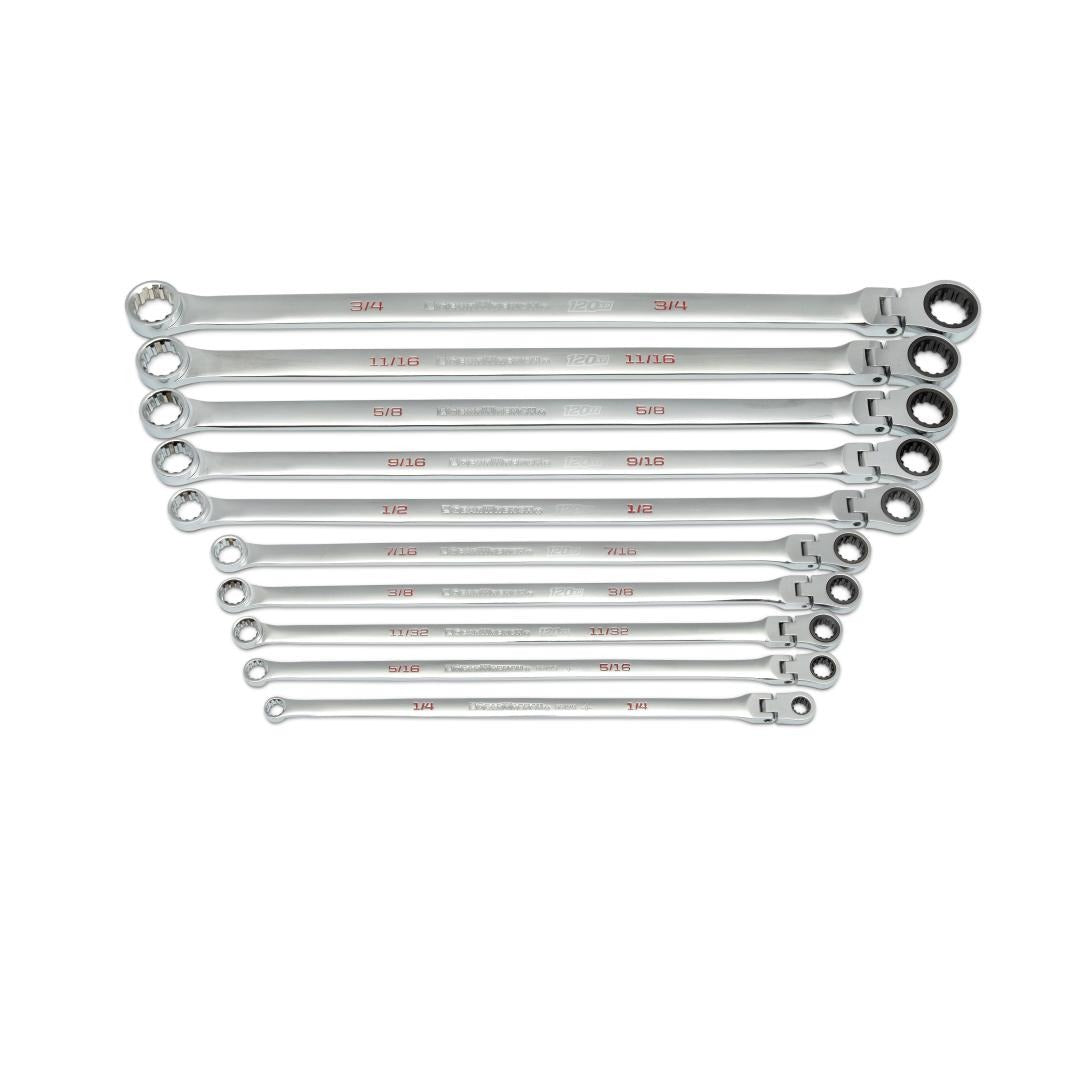 GEARWRENCH 86142 10 Piece 120XP SAE Flex Head Ratcheting Wrench Set
