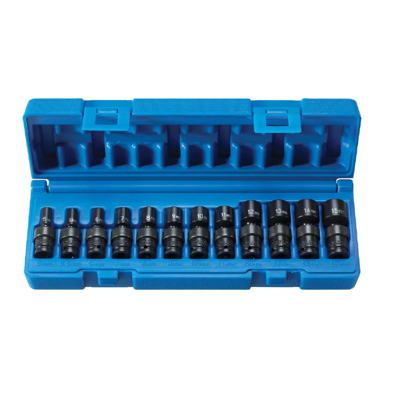 Grey Pneumatic 1/4" Surface Drive 12 Pc. Magnetic Std Univ Metric Set