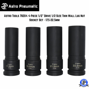 Astro Tools 78204 4-Piece 1/2" Drive 1/2 Size Thin Wall Lug Nut Socket Set - 17.5-22.5mm