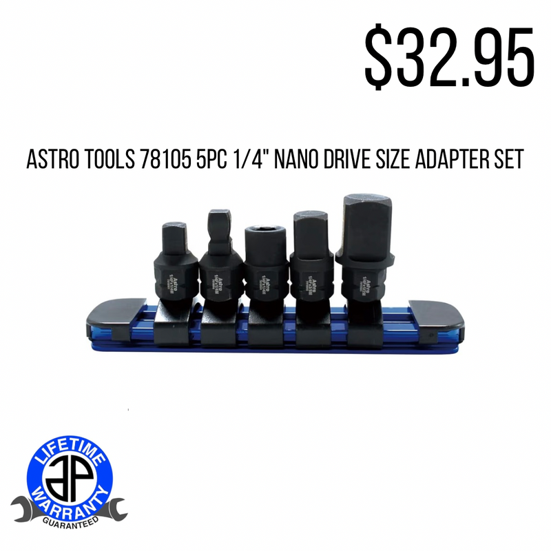 Astro Tools 78105 5pc 1/4" Nano Drive Size Adapter Set