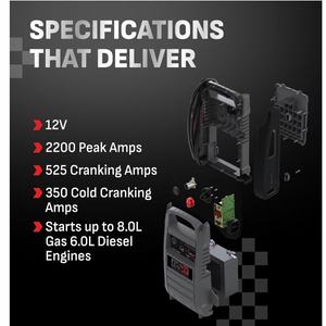 Schumacher DSR165 ProSeries 2200 Peak Amp 12V Jump Starter