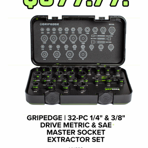 GripEdge 32 pc 1/4" & 3/8" Drive Metric & SAE Master Socket Extractor Set