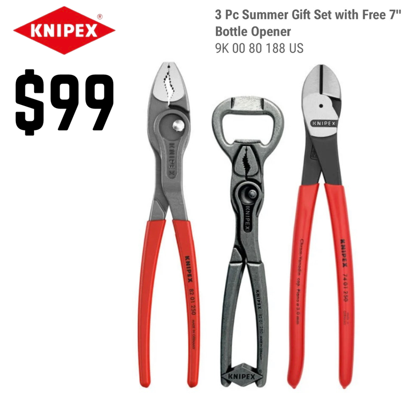 Knipex 3 Piece Summer Gift Set with 7 Inch Bottle Opener
