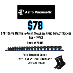 Astro Pneumatic 3/8″ Drive Metric 6-Point Shallow Nano Impact Socket Set – 19PCS