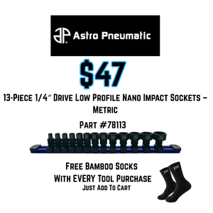 Astro Pneumatic 13-Piece 1/4″ Drive Low Profile Nano Impact Sockets – Metric
