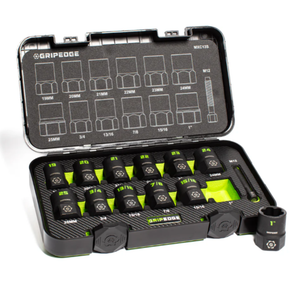 GripEdge 13-PC G-FORS 1/2" Drive Metric & SAE Master Socket Extractor Set