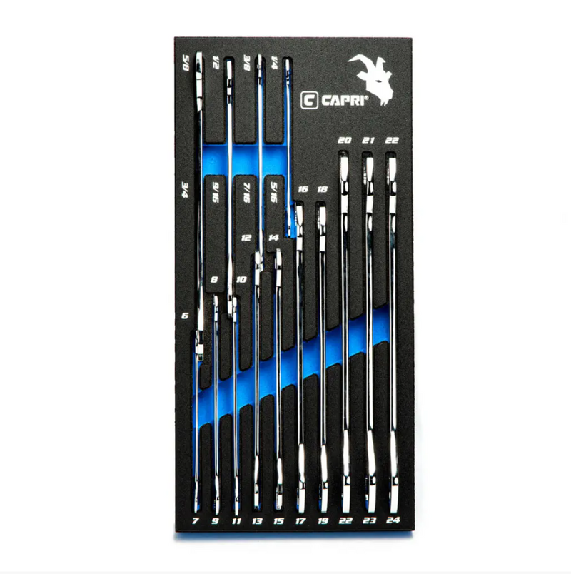 Capri Tools Super Thin 14 Piece Wrench Set with Mechanics Tray