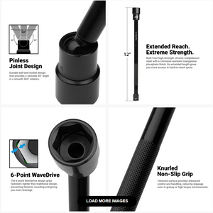 Capri 12 Piece 3/8" Drive 8 - 19 mm Pinless Universal Extension Impact  Sockets Set, 6 Point Metric