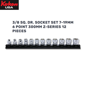 Koken 3/8" Socket Set 7-19mm 6 Point Z Series