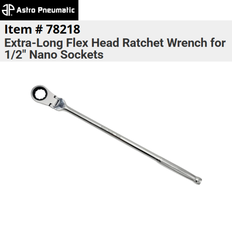 Astro Pneumatic Extra-Long Flex Head Ratchet Wrench for 1/2 Nano Sockets 78218