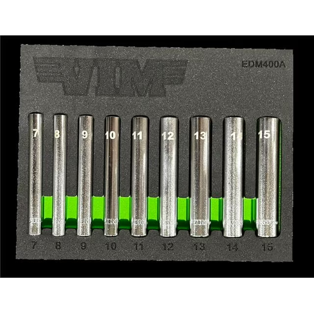 VIM Tools 9 Piece 1/4" Drive MM Extra Deep Sockets
