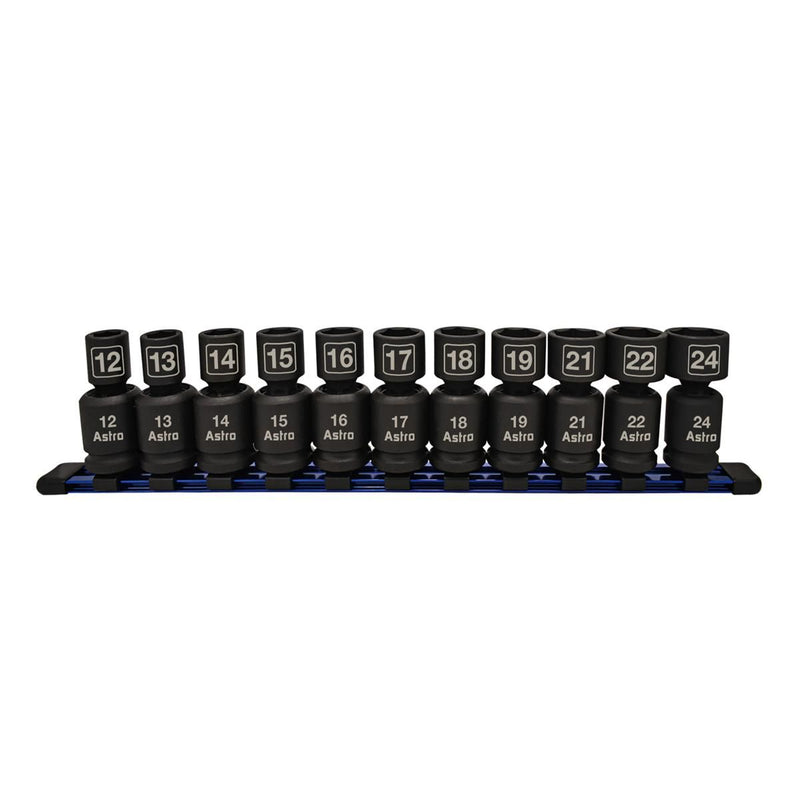 Astro Pneumatic 78244 11pc 1/2" Drive Nano Pinless Universal Impact Sockets - Metric