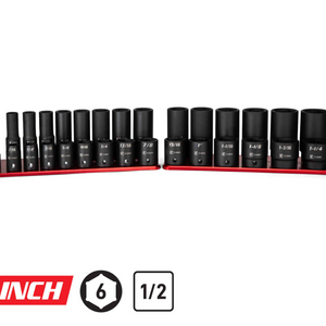 Capri 1/2″ Drive Standard Master SAE Impact Socket Set, 7/16 – 1-1/4″ with Billet Aluminum Tray