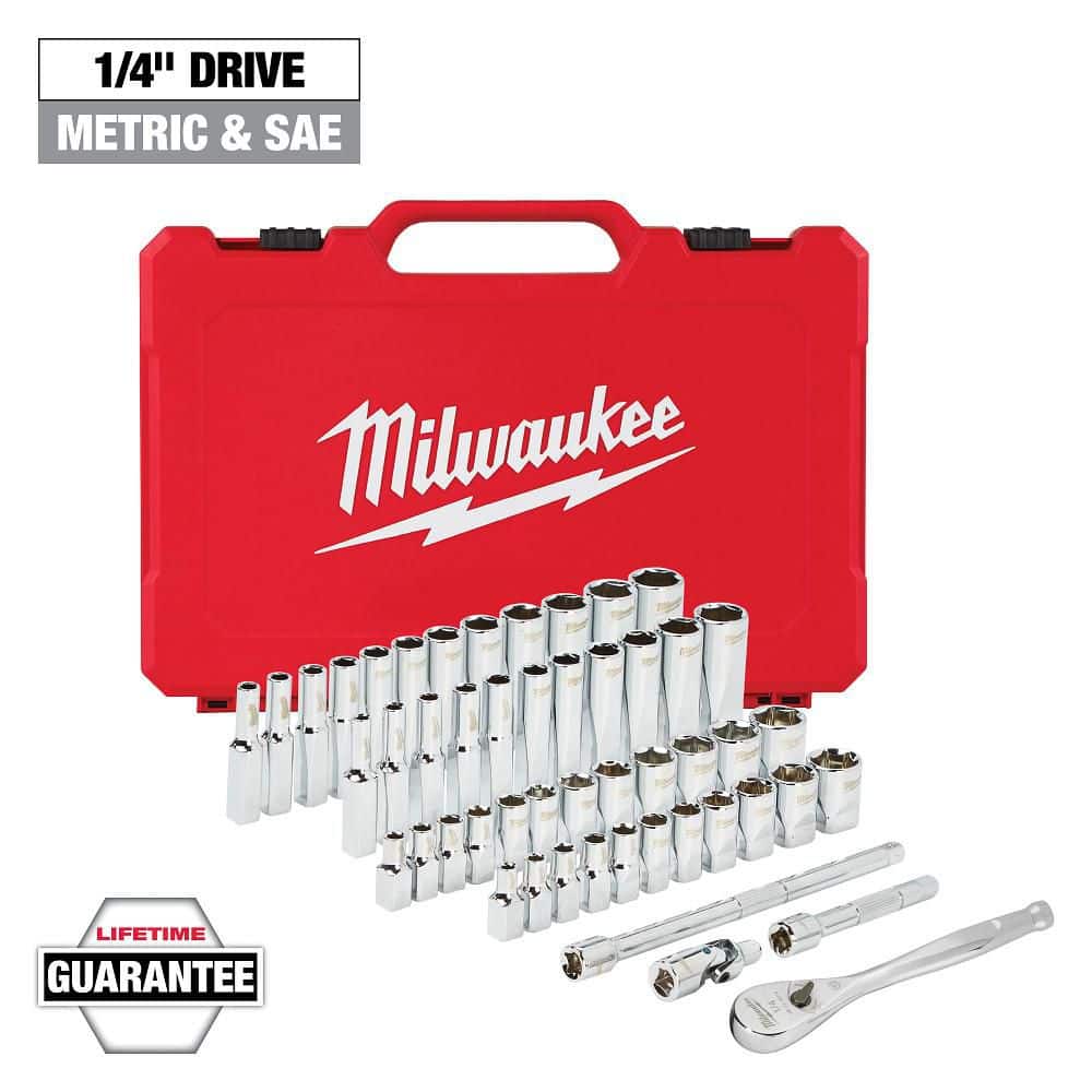Milwaukee 48-22-9004 1/4 inch Drive 50pc Ratchet & Socket Set SAE & Metric