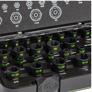 GripEdge 32 pc 1/4" & 3/8" Drive Metric & SAE Master Socket Extractor Set