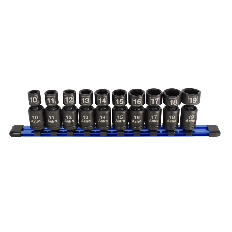 Astro Pneumatic 10-Piece 3/8″ Drive Nano Pinless Universal Impact Sockets – Metric