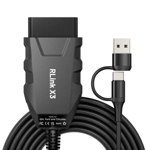 TOPDON RLink X3 J2534 Pass-Thru Programmer - Full view with USB and USB-C cables