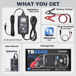 TOPDON TB6000Pro Battery Charger & Tester - What's in the box