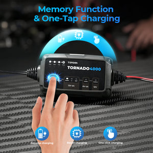 TOPDON Tornado4000 4A Smart Battery Charger - Touch display and charging modes