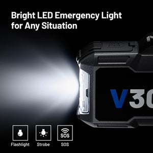 TOPDON V3000 3000A Jump Starter & Power Bank - LED flashlight with strobe and SOS